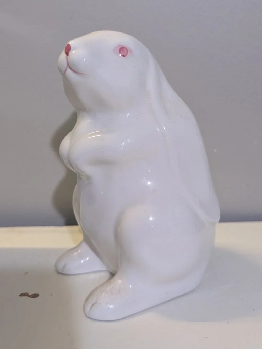 Vintage Hand Painted Floral Glazed Ceramic Porcelain Bunny Rabbit Easter